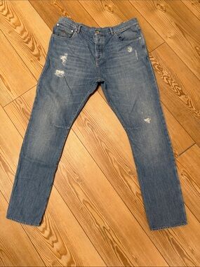Brunello Cucinelli Men's Faded Blue Slim Straight Jeans